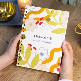 Holding diary personalised diary, with name and subtitle.