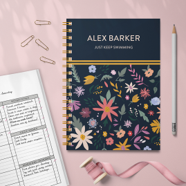 Personalized Combined Diary & Notebook - Flower Design by FROM YOU TO ME