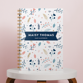 Personalized Leaf Combined Diary & Notebook in White by FROM YOU TO ME