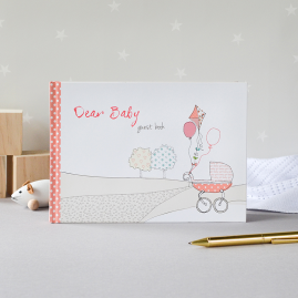 Dear Baby (pink) hardback new baby guest book by from you to me