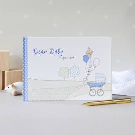 new baby guest book blue hardback by from you to me