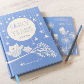 Early Years (blue) hardback memory journal (0-5 years) with complementary notebook by from you to me