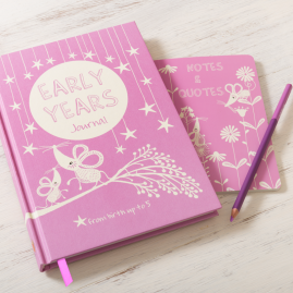 Early Years (pink) hardback memory journal (0-5 years) with complementary notebook by from you to me