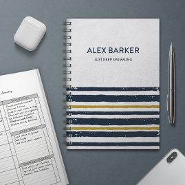 Personalized Combined Diary & Notebook - Stripe Design by FROM YOU TO ME