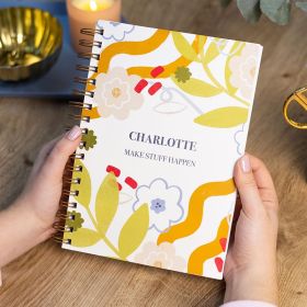 Holding diary personalised diary, with name and subtitle.