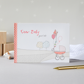 Dear Baby (pink) hardback new baby guest book by from you to me