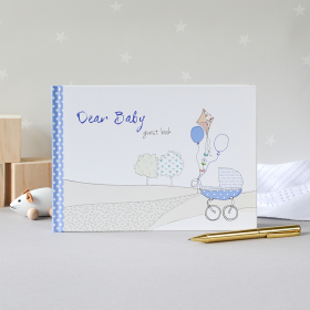 new baby guest book blue hardback by from you to me